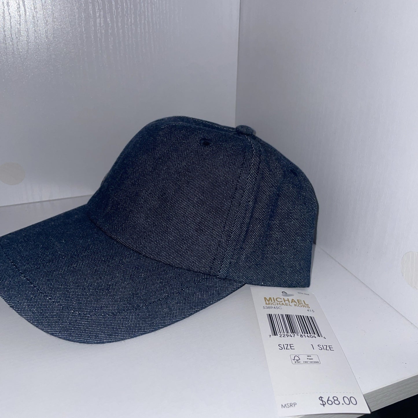 Michael Kors Womens Dark Denim Baseball Hat New With Tags $68 RSP