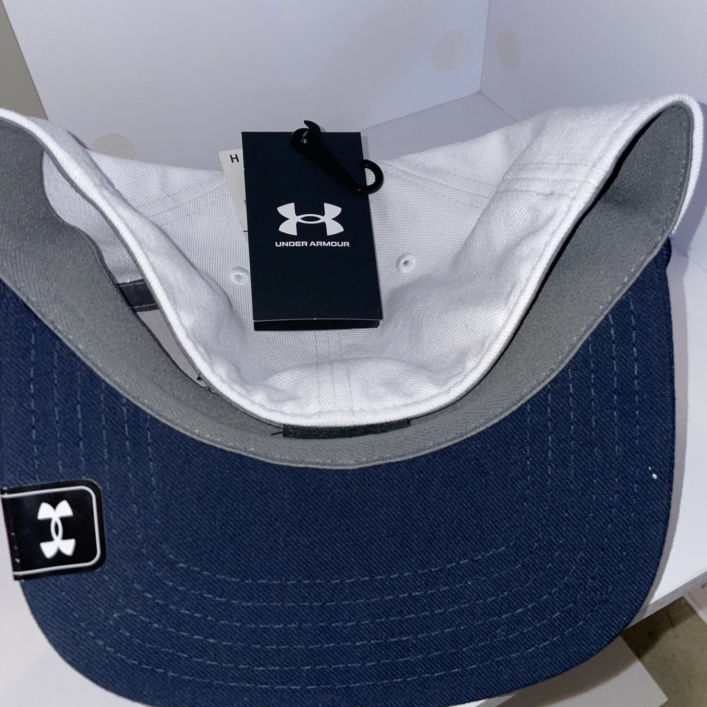 Navy Midshipmen Under Armour Flat Bill White Blue Large Hat Authentic Cap New